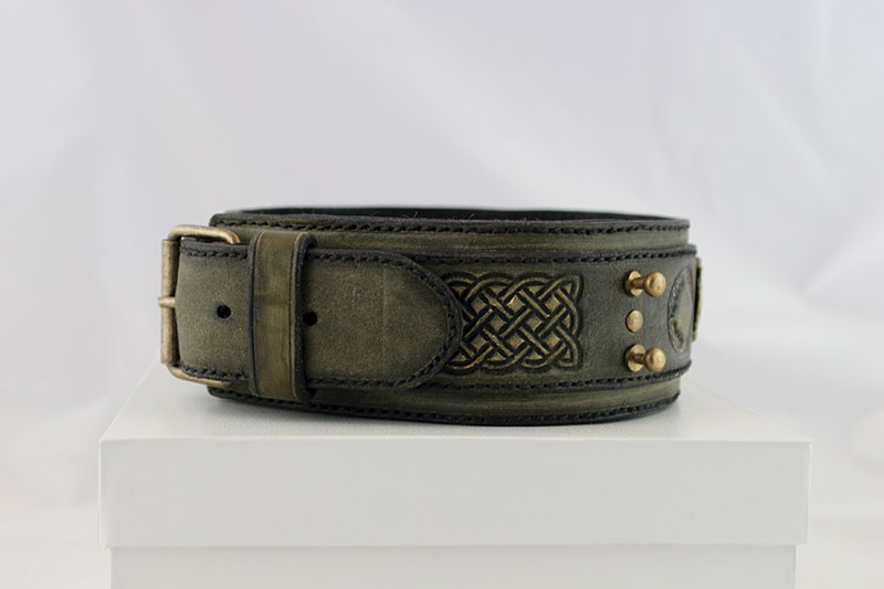 Olive leather collar