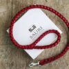 Red stitched plaited leather dog leash by Workshop Sauri