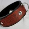 Red leather dog collar with geometrical embossings