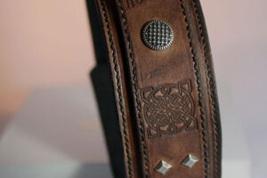 Handmade collar with rich embossing and antique silver details