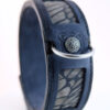 Blue leather dog collar with abstract handprint
