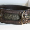 Antique brown and green leather collar