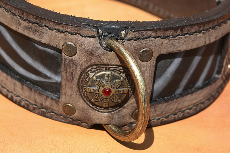 Hand stitched quality leather dog collar