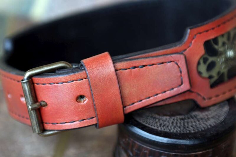 Terracotta leather dog collar by Workshop Sauri