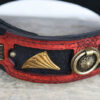 Red handmade leather dog collar ornaments