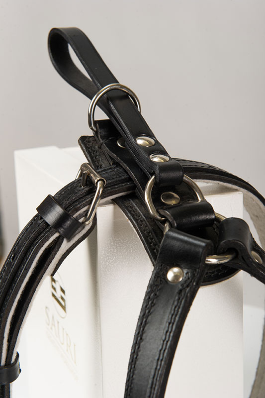Leather dog harness with handle