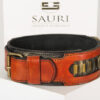 Caracal dog collar buckle and hand stitching