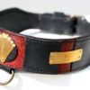 Luxor - black and red leather dog collar by Workshop Sauri