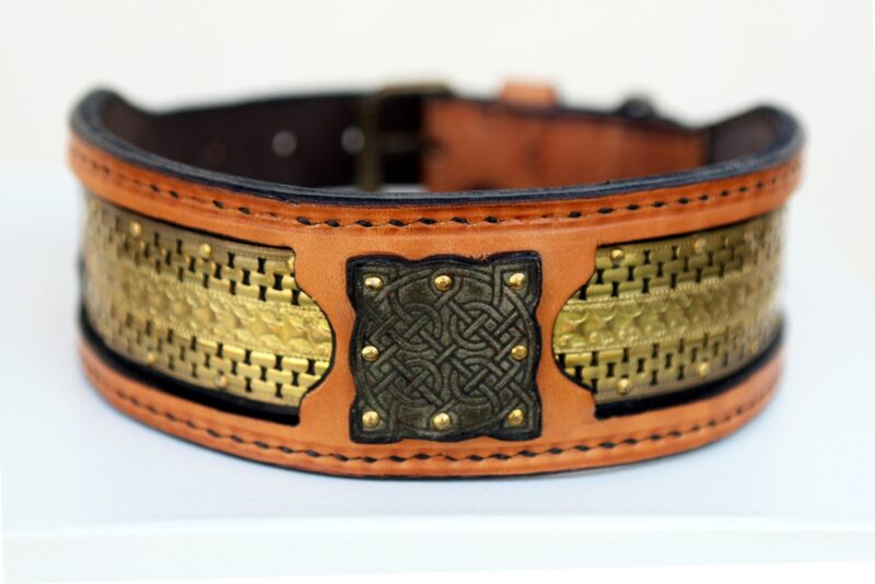Karakorum unique leather collar by Sauri dog collars