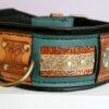 Green vegetable tanned leather dog collar handmade by Workshop Sauri
