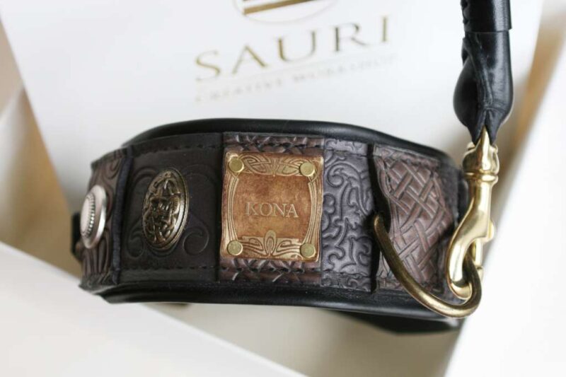 Pitbull leather dog collar handmade by Workshop Sauri