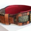 Leather dog collar with ruby red padding handmade by Workshop Sauri