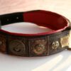 Brown leather dog collar with red padding - Vidocq - handmade by Workshop Sauri