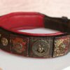 Red and brown leather dog collar - Vidocq by Workshop Sauri