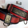 Black and red handmade leather dog collars by Workshop Sauri