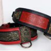 Black and red leather dog collars - SHANTI by Workshop Sauri
