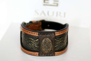 Elegant handmade leather dog collar by Workshop Sauri