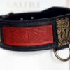 Red leather embossing - BLACK SHANTI dog collar handcrafted by Workshop Sauri