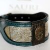 Green leather dog collar handmade by Workshop Sauri