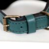 Hiranya green leather dog collar buckle by Workshop Sauri