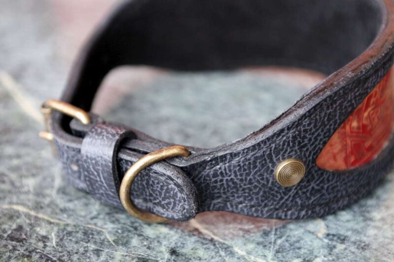 Sighthound leather collar handmade by Workshop Sauri