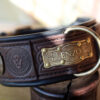 Custom embellished brown leather dog collar by Workshop Sauri