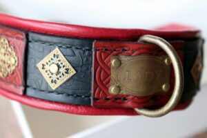 Luxury leather dog collar Katanga handmade by Workshop Sauri