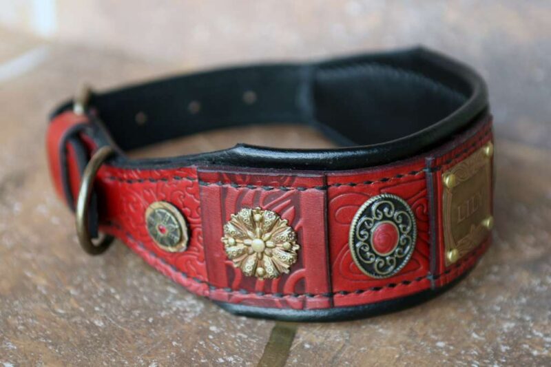 Byzantine Afghan hound leather collar by Workshop Sauri