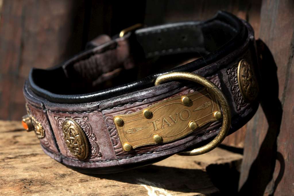 Black Large Genuine Leather Dog Collar Personalized Dog Collar with Free Engrave 