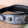Grey leather dog collar with black cushion by Workshop Sauri