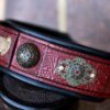 Personalized red leather dog collar with filigree CHANDI by Workshop Sauri