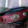 Personalized red leather dog collar with rhinestones CHANDI by Workshop Sauri