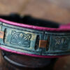 Floral pink padded leather dog collar by Workshop Sauri