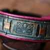 Floral pink padded leather dog collar PAVITRA by Workshop Sauri