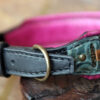 Floral pink padded leather dog collar PAVITRA by Workshop Sauri