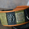 Personalized leather dog collar with lions SIMHA by Sauri Workshop