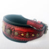 Red medium dog collar with name by Workshop Sauri