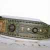 Green medium dog collar with name SANGITA Workshop Sauri