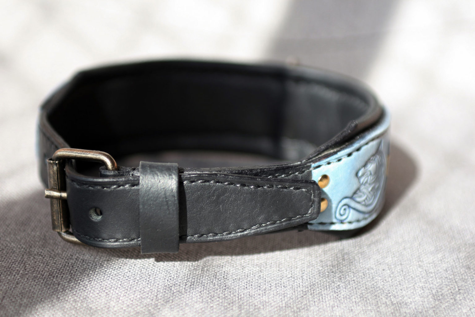 FENRIR Wolf themed dog collar with name Harakhan Kennel