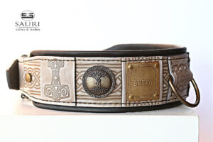Leather dog collar with name THOR by Workshop Sauri